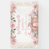 Pink Floral Pumpkin Girl Babydusche Banner (Vertikal)