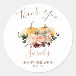 Pink Floral Pumpkins Baby Dusche Gefallen Sticker