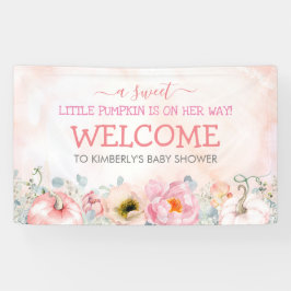 Pink Floral Pumpkins Fall Baby Dusche Willkommen Banner