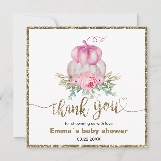 Pink Floral Pumpkins Fall danke (Vorderseite)