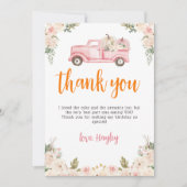 Pink Floral Pumpkins Harvest Truck Danke Karte (Vorderseite)
