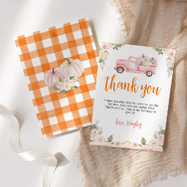 Pink Floral Pumpkins Harvest Truck Danke Karte