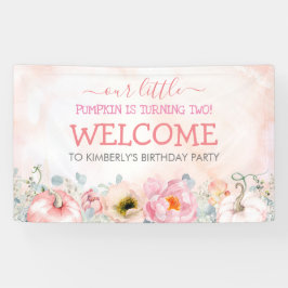 Pink Floral Pumpkins Herbst Geburtstagsparty Willk Banner