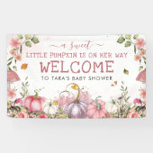Pink Floral Pumpkins Herbstdusche Begrüßung Banner (Horizontal)