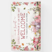 Pink Floral Pumpkins Herbstdusche Begrüßung Banner (Vertikal)