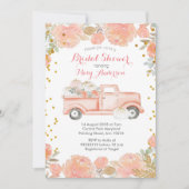 Pink Floral Pumpkins Truck Rustikales Brautparty Einladung (Vorderseite)