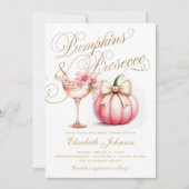 Pink Floral Pumpkins und Prosecco Brautparty Einladung (Vorderseite)