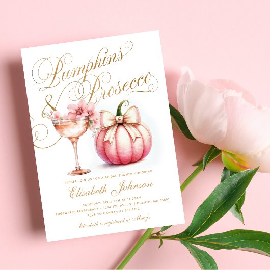 Pink Floral Pumpkins und Prosecco Brautparty Einladung