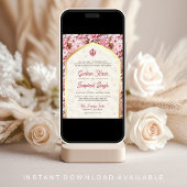 Pink Floral Punjabi Anand Karaj Sikh Wedding Einladung