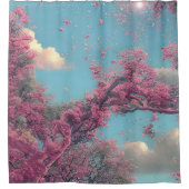 Pink Floral Pure Sky Duschvorhang (Vorderseite)