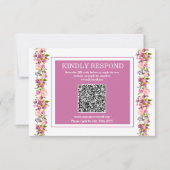 Pink Floral QR Code RSVP Karte (Vorderseite)