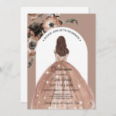 Pink Floral Quinceañera, Boho Quinceanera Einladung (Vorne/Hinten)