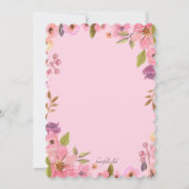 Pink Floral Quinceañera Einladung (Rückseite)