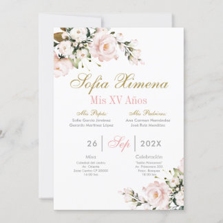 Pink Floral Quinceanera Einladung