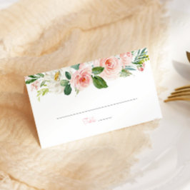 Pink Floral Quinceañera Gedeckte Platzkarte Rose