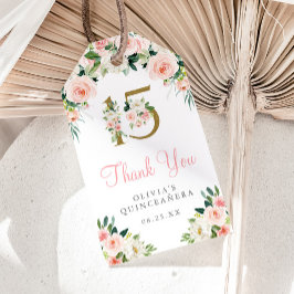 Pink Floral Quinceañera Gefallen Tag Vielen Dank M Geschenkanhänger