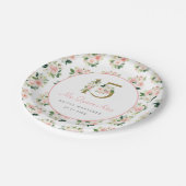 Pink Floral Quinceañera Papierplatte Mis XV 15 Año Pappteller (Schrägansicht)
