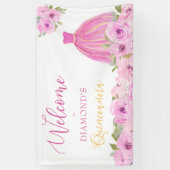 Pink Floral Quinceanera Willkommen Banner (Vertikal)