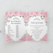 Pink Floral Quinceñera Orden der Ereignisse Padrin Programm (Innenseite)