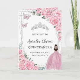 Pink Floral Quinceñera Orden der Ereignisse Padrin Programm