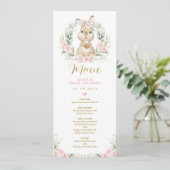 Pink Floral Rabbit Bunny Baby Showkarte Einladung (Stehend Vorderseite)