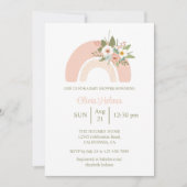 Pink Floral Rainbow Baby Dusche Einladung (Vorderseite)