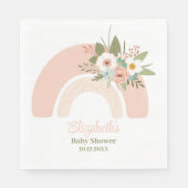 Pink Floral Rainbow Baby Dusche Napkins Serviette (Vorderseite)