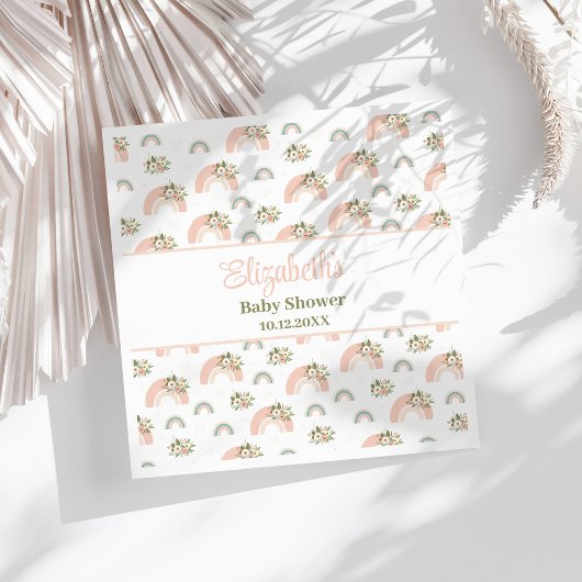 Pink Floral Rainbow Baby Dusche Napkins Serviette