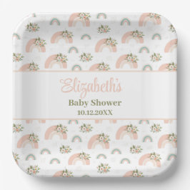 Pink Floral Rainbow Baby Dusche Pappteller