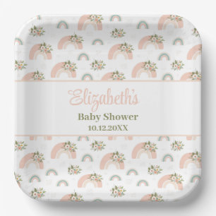 Pink Floral Rainbow Baby Dusche Pappteller