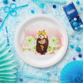Pink Floral Red Panda Paper Teller 9" (Party)