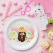 Pink Floral Red Panda Paper Teller 9" (Party)