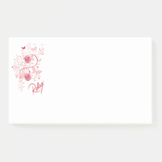 Pink Floral Relax Post it Aufkleber Post-it Klebezettel (Vorderseite)