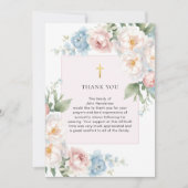 Pink Floral Religious Beerdigung Danke Karte (Vorderseite)