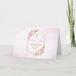 Pink Floral Religious Thank you card Dankeskarte