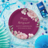 Pink Floral Retirement Party Pappteller (Party)