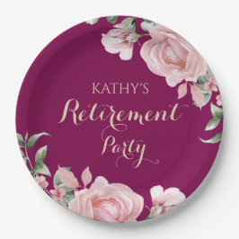 Pink Floral Retirement Party Pappteller