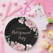 Pink Floral Retirement Party Pappteller (Party)