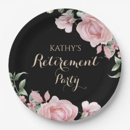 Pink Floral Retirement Party Pappteller