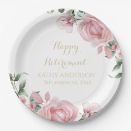 Pink Floral Retirement Party Pappteller