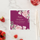 Pink Floral Retirement Party Serviette (Beispiel)