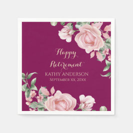 Pink Floral Retirement Party Serviette
