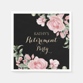 Pink Floral Retirement Party Serviette