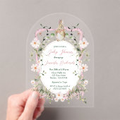 Pink Floral Ribbon Baby Bunny Baby Dusche Acryleinladungen (Insitu (Handheld))
