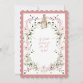 Pink Floral Ribbon Baby Bunny Baby Dusche Einladung (Rückseite)