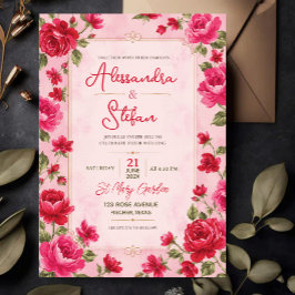 Pink Floral Romantic Rose Elegant Garden Acryleinladungen