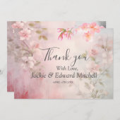 Pink Floral Romantic Wedding Danke (Vorne/Hinten)