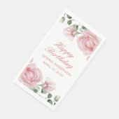 Pink Floral Rose Birthday Party Plate Serviette (Ecke)