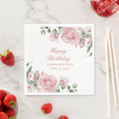 Pink Floral Rose Birthday Party Plate Serviette (Beispiel)