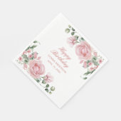 Pink Floral Rose Birthday Party Plate Serviette (Ecke)